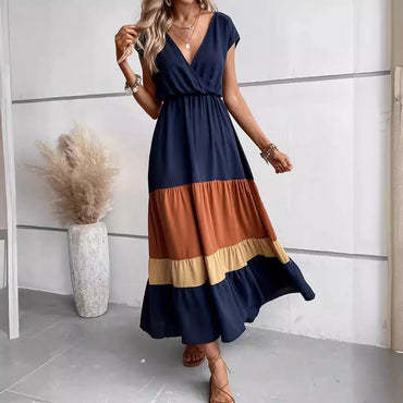 Adelynn – Colour Block Tiered Maxi Dress