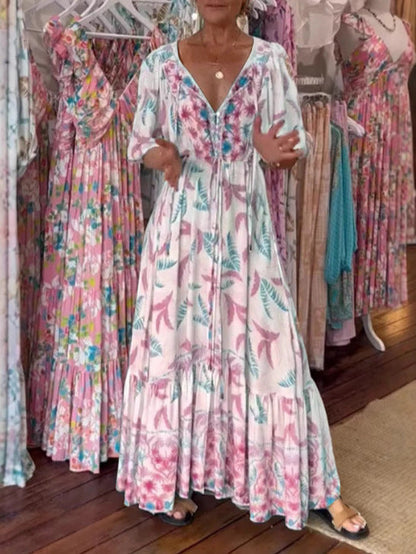 Dotty – Botanical Print Maxi Dress