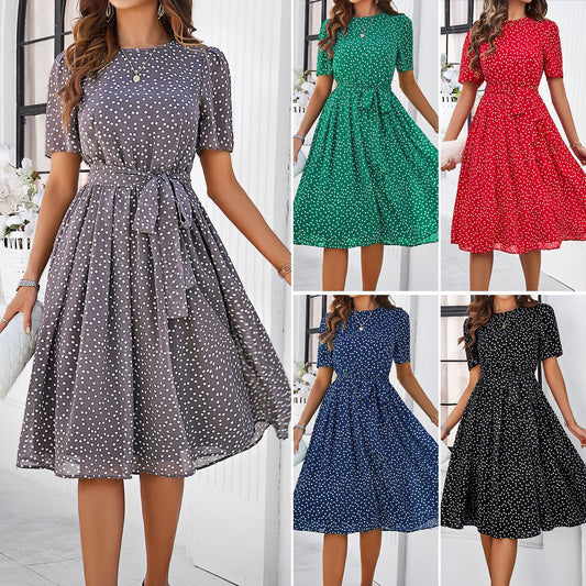 Willa | Belted Polka Dot Midi Dress