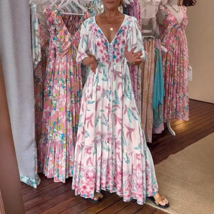 Dotty – Botanical Print Maxi Dress