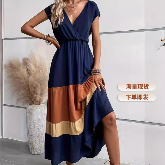 Adelynn – Colour Block Tiered Maxi Dress