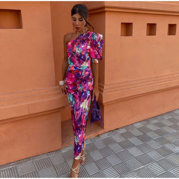 YLLANA | ONE SHOULDER MIDI DRESS