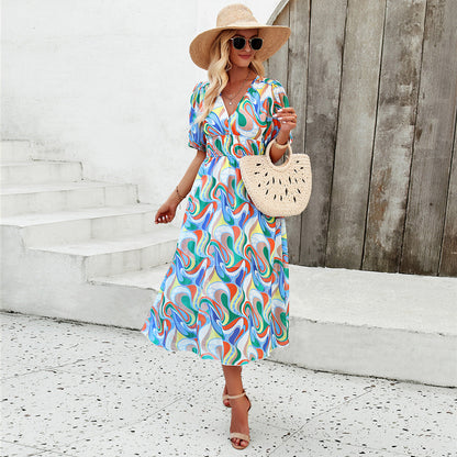Vivian | Floral Puff Sleeve Midi Dress