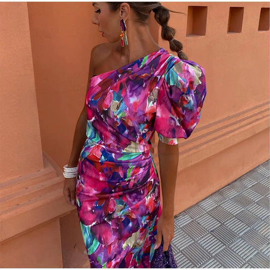 YLLANA | ONE SHOULDER MIDI DRESS