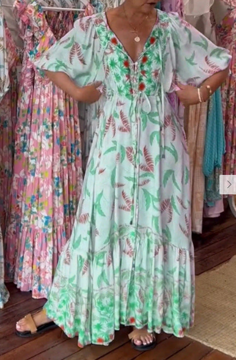 Dotty – Botanical Print Maxi Dress