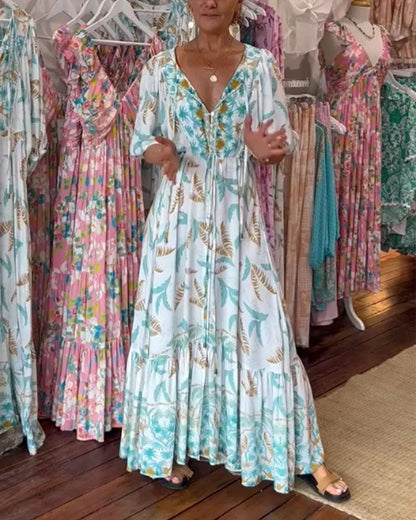 Dotty – Botanical Print Maxi Dress