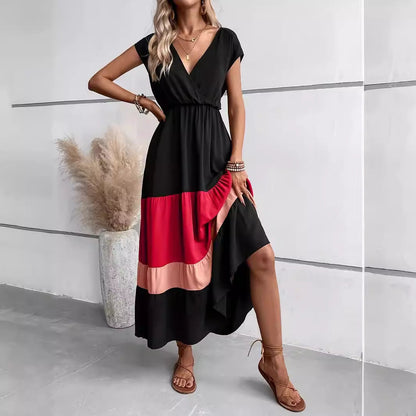 Adelynn – Colour Block Tiered Maxi Dress