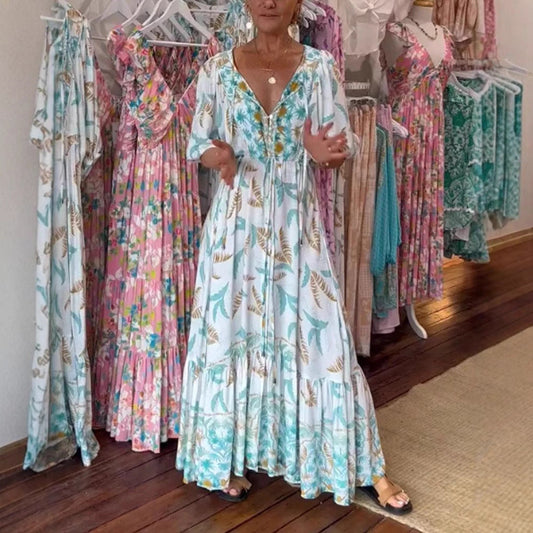 Dotty – Botanical Print Maxi Dress