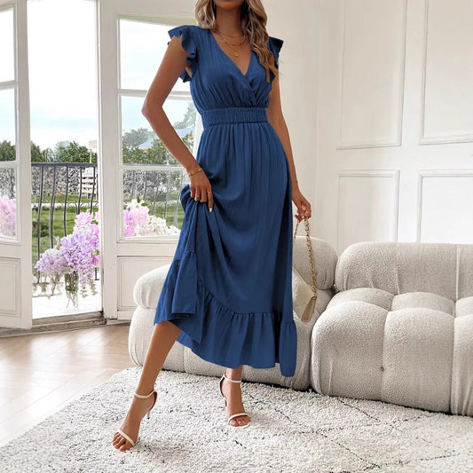 Terry | Ruffle Sleeve Smocked Midi Dress
