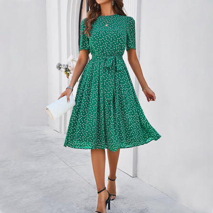 Willa | Belted Polka Dot Midi Dress
