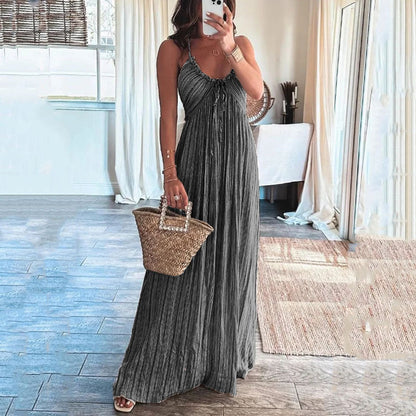 Wendy | Sleeveless Print Tie Pleated Dress