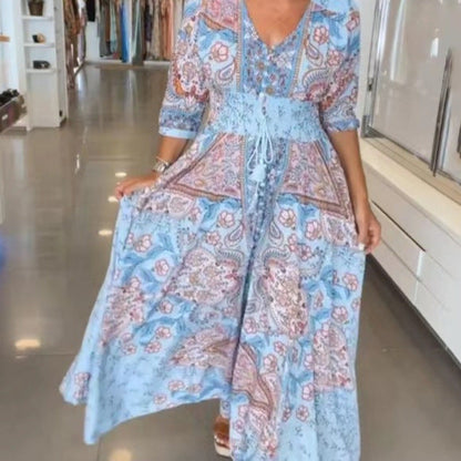 Arissa – Boho Patchwork Maxi Dress