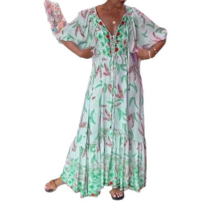 Dotty – Botanical Print Maxi Dress