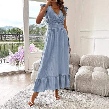 Terry | Ruffle Sleeve Smocked Midi Dress