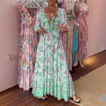 Dotty – Botanical Print Maxi Dress