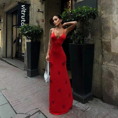 ILONA | LONG HALTER NECK DRESS WITH SLIM STRAPS