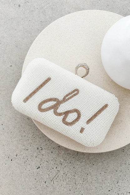 Essentials Loft™ | I DO Sequin Clutch - Gold/White