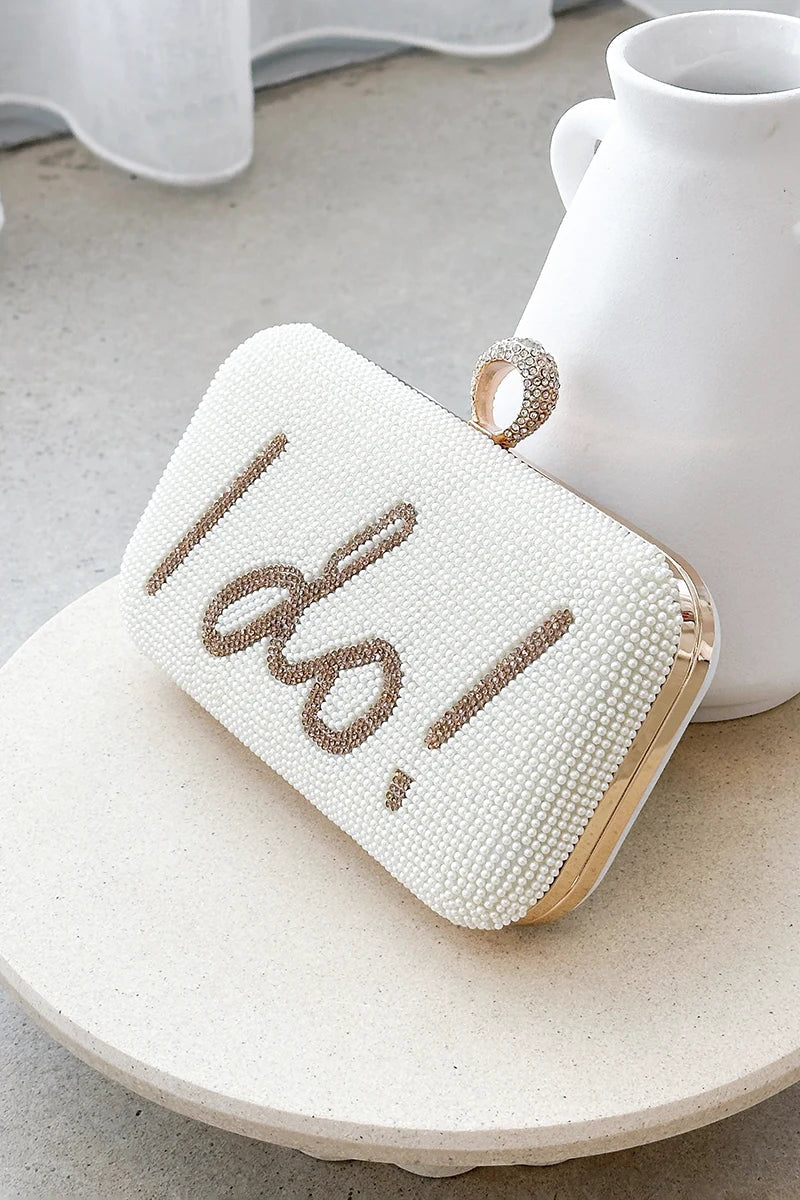 Essentials Loft™ | I DO Sequin Clutch - Gold/White