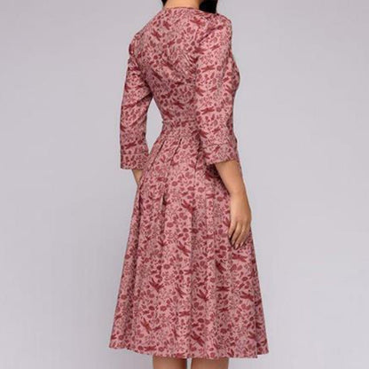 Moira | Elegant Midi Dress with Floral Design