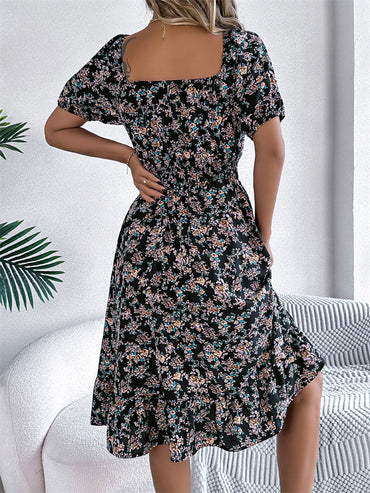 Sama | Shirred Floral Midi Dress