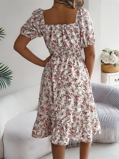 Sama | Shirred Floral Midi Dress