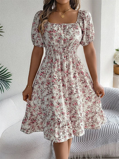 Sama | Shirred Floral Midi Dress