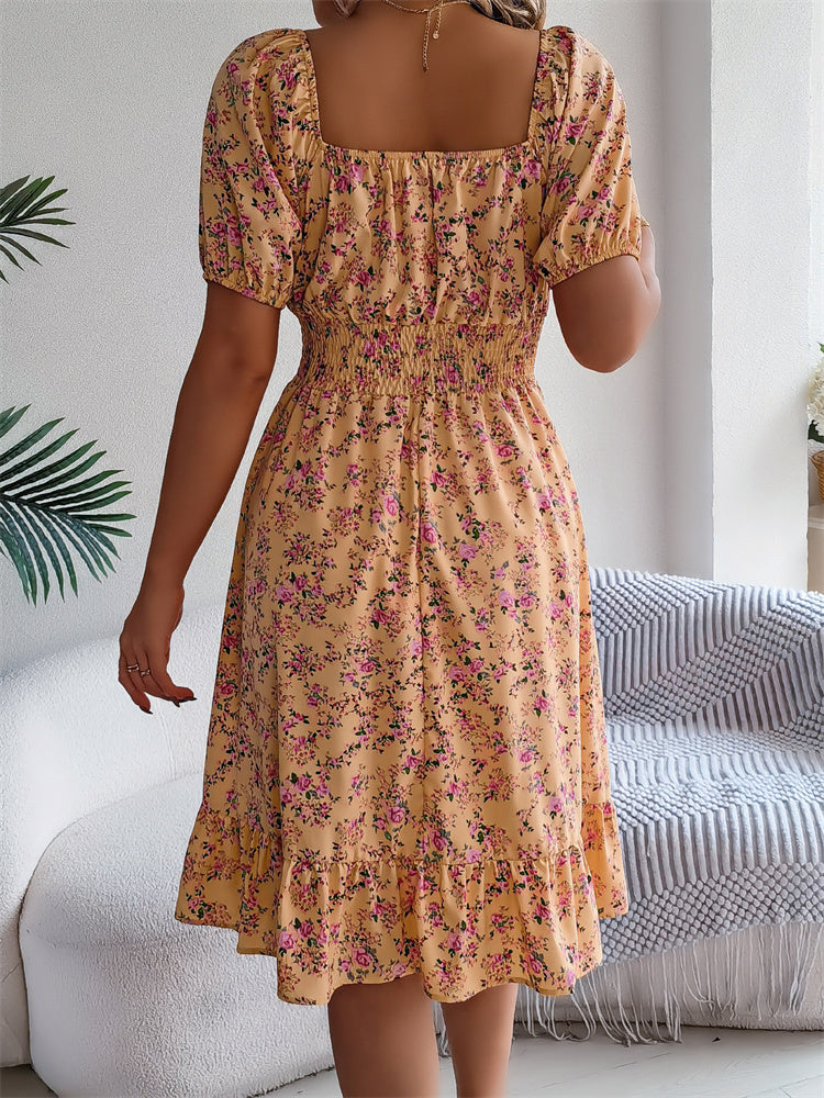 Sama | Shirred Floral Midi Dress