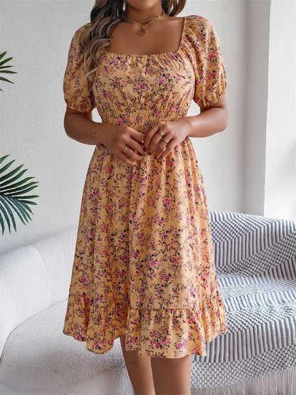 Sama | Shirred Floral Midi Dress