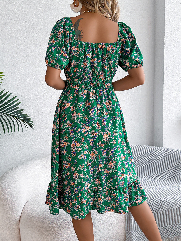 Sama | Shirred Floral Midi Dress