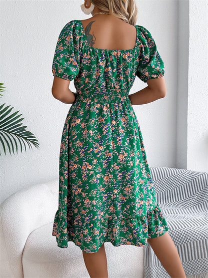 Sama | Shirred Floral Midi Dress