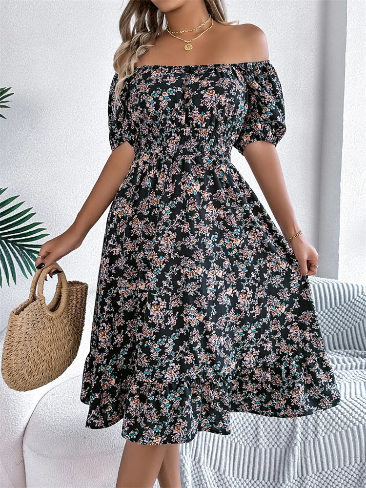 Sama | Shirred Floral Midi Dress