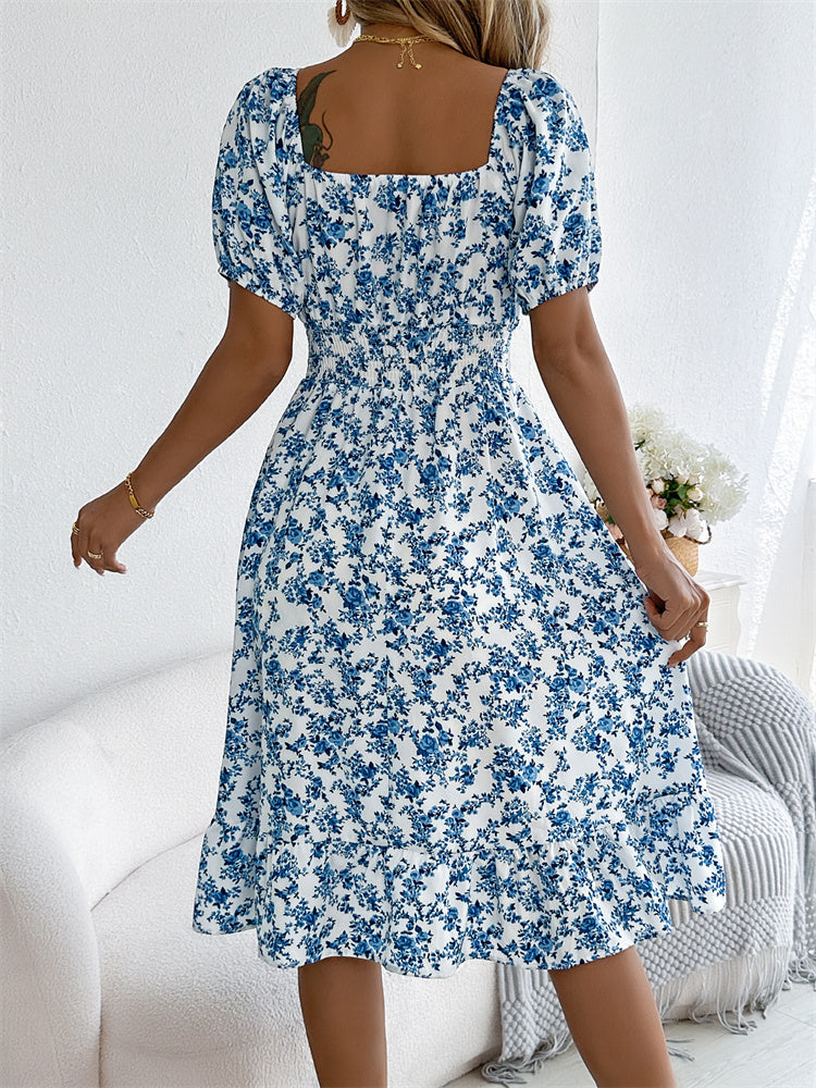 Sama | Shirred Floral Midi Dress