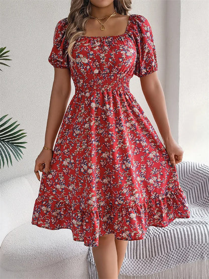 Sama | Shirred Floral Midi Dress