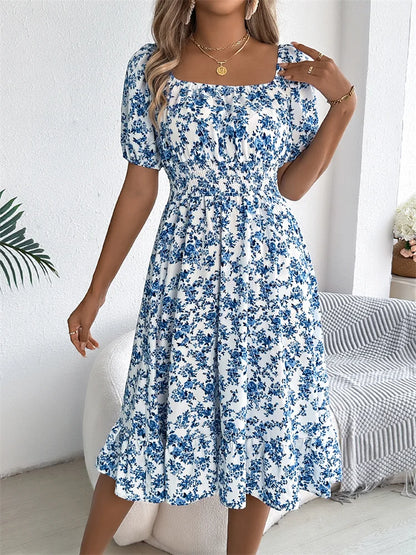 Sama | Shirred Floral Midi Dress