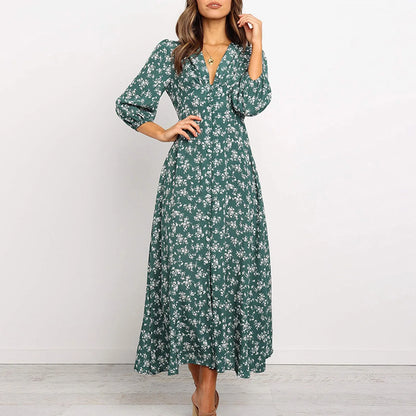Chloe – Button Front Floral Midi Dress