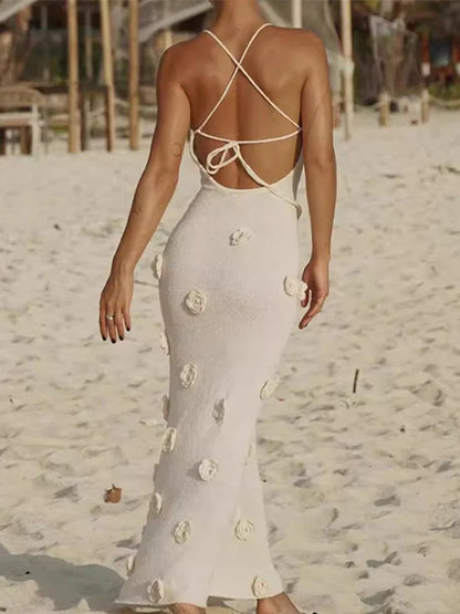 ILONA | LONG HALTER NECK DRESS WITH SLIM STRAPS