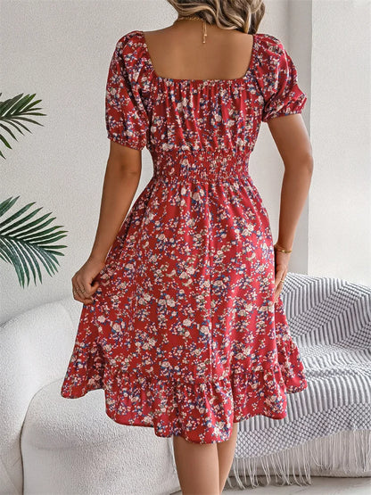 Sama | Shirred Floral Midi Dress