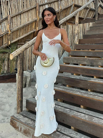 ILONA | LONG HALTER NECK DRESS WITH SLIM STRAPS