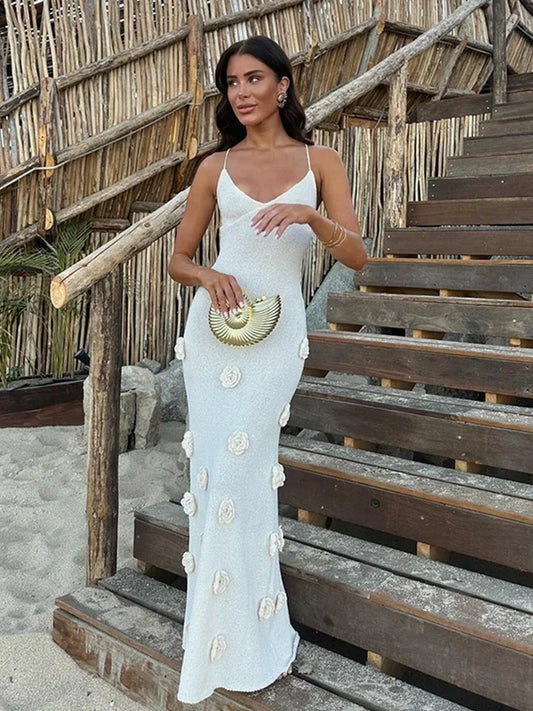 ILONA | LONG HALTER NECK DRESS WITH SLIM STRAPS