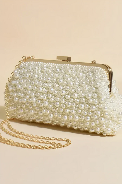 Essentials Loft™ | Norma Jean Faux Pearl Clutch - Cream/Gold