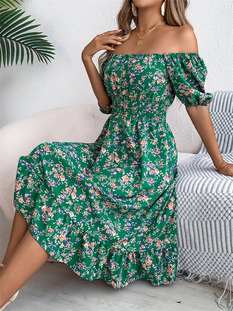 Sama | Shirred Floral Midi Dress