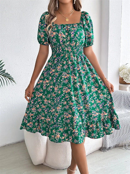 Sama | Shirred Floral Midi Dress