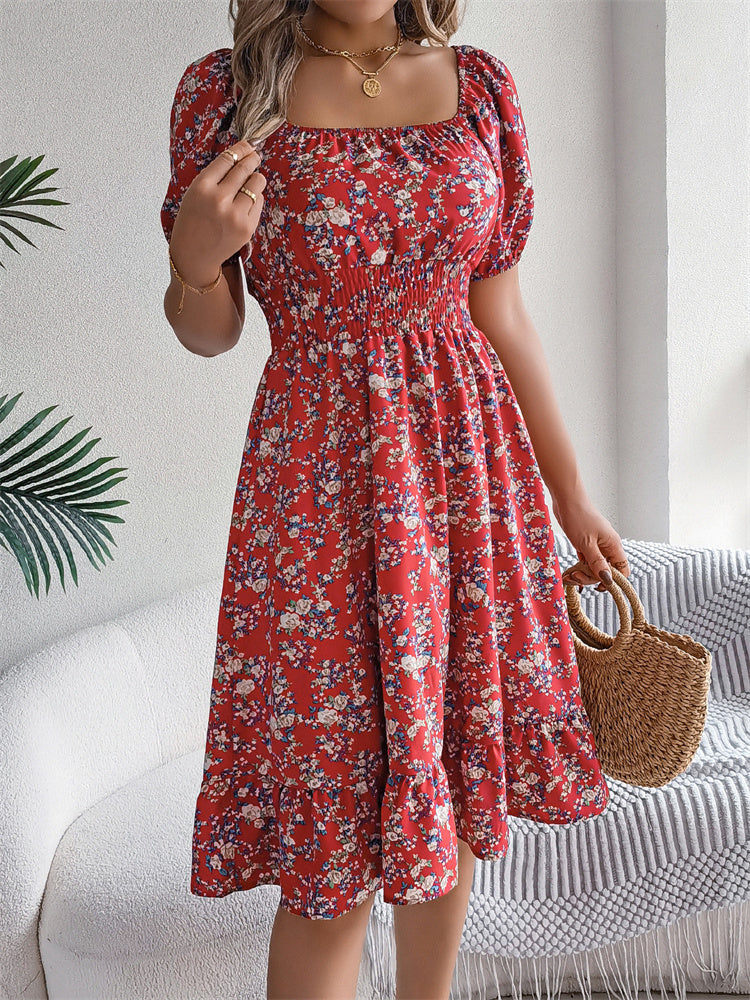 Sama | Shirred Floral Midi Dress