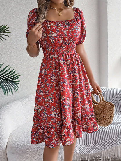 Sama | Shirred Floral Midi Dress