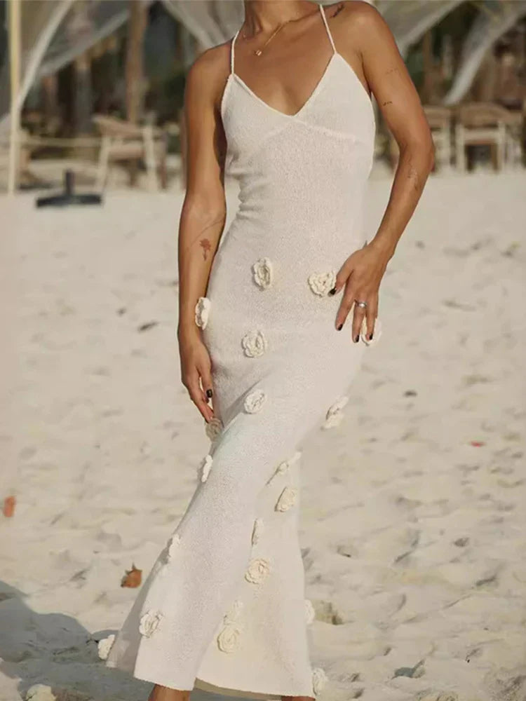 ILONA | LONG HALTER NECK DRESS WITH SLIM STRAPS