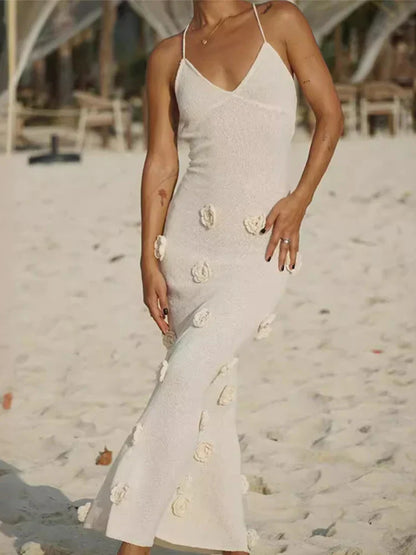 ILONA | LONG HALTER NECK DRESS WITH SLIM STRAPS