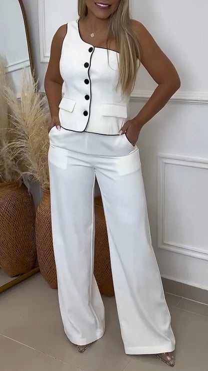 Maxine | Sleeveless Top + Wide Leg Trousers Set