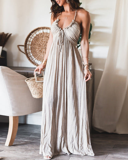 Wendy | Sleeveless Print Tie Pleated Dress