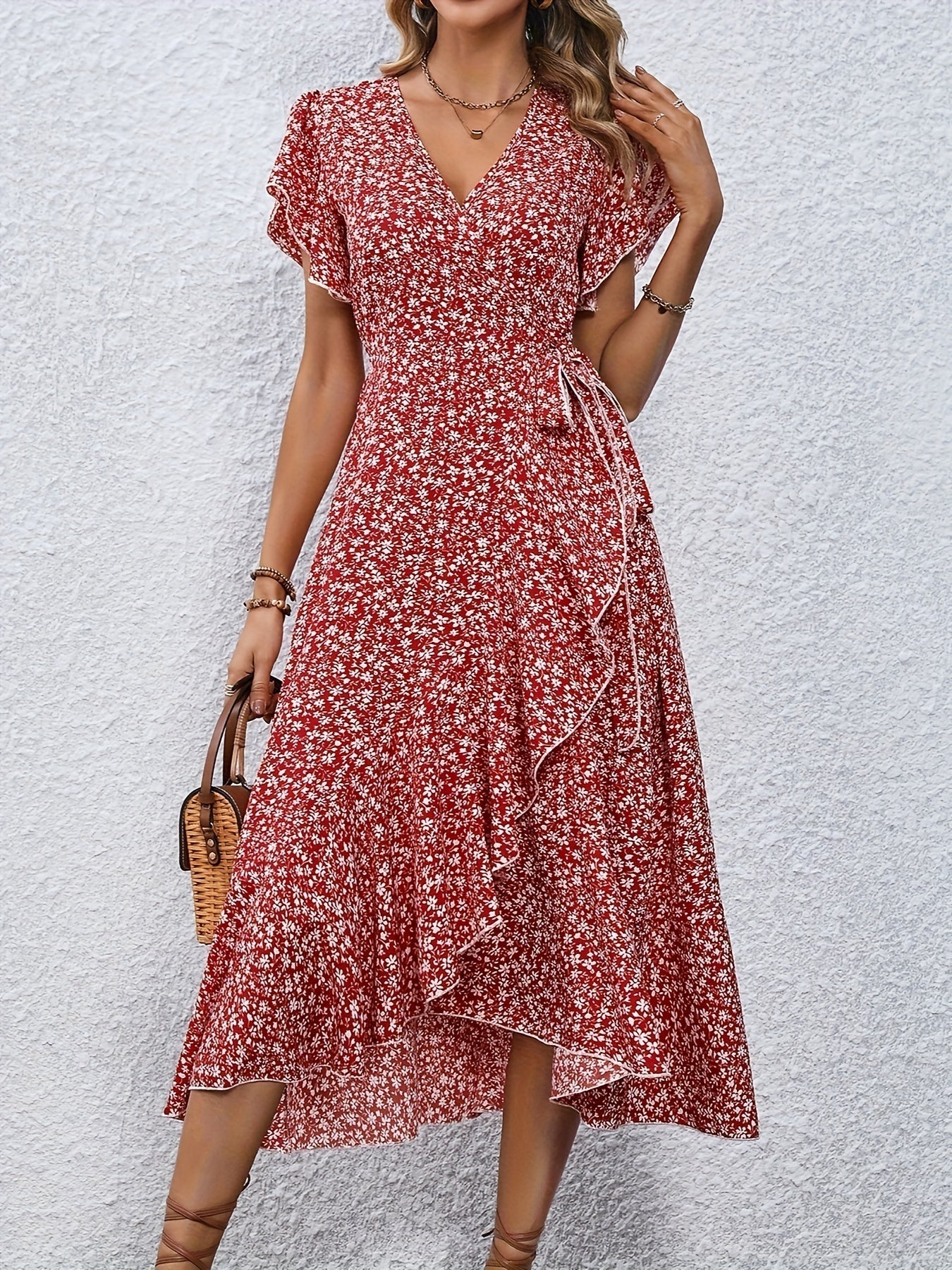 Ellen | Floral Wrap Midi Dress