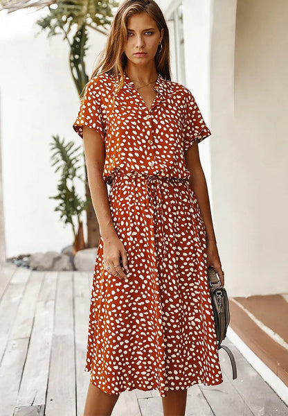 Amiya | Printed Button-Up Midi Dress